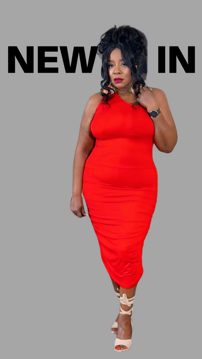 Simply Sexy One Shoulder Dress  - Orange-  Regular & Curvy