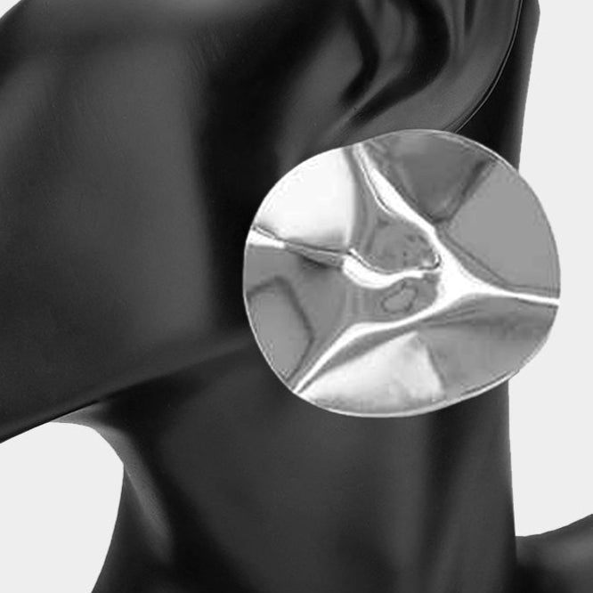 Crushed Silver Rounds Earrings