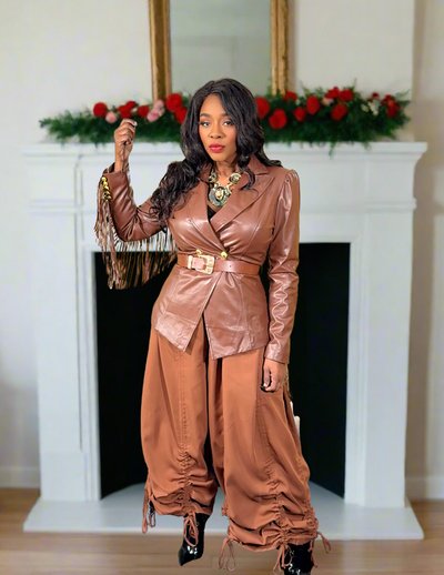 This Ain't Texas Faux Leather Blazer