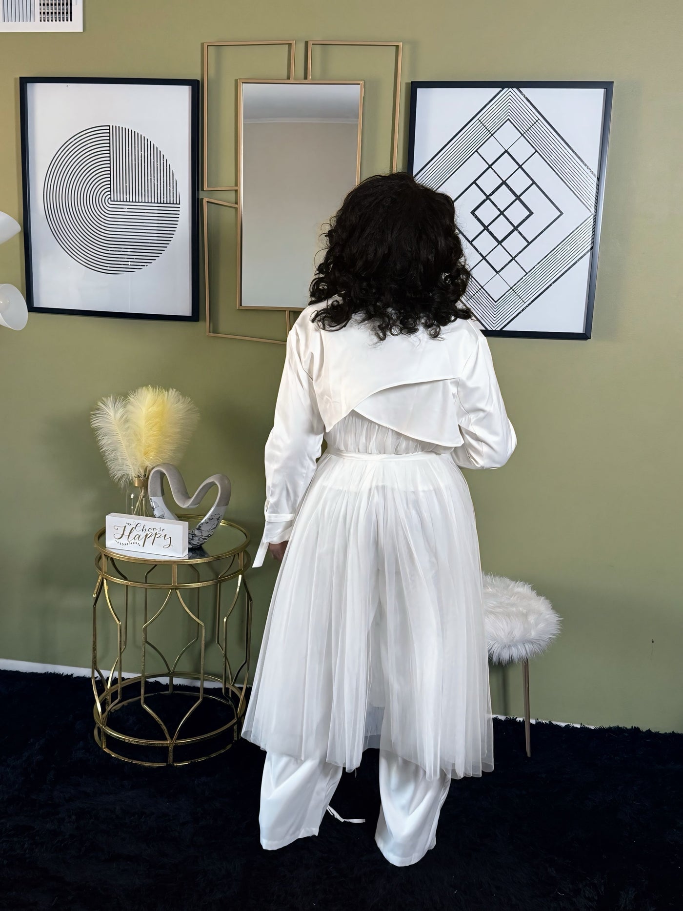 Draped In Lace Trench - White