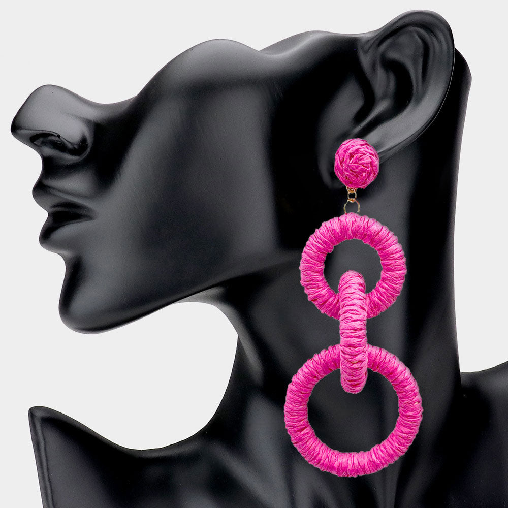 Wrapped Chain Hoop - Pink