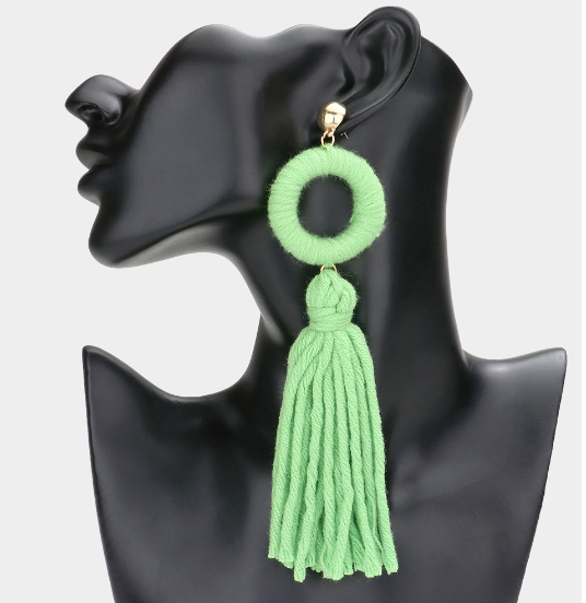 Loopy Yarn Tassel Earring - 3 Colors Available