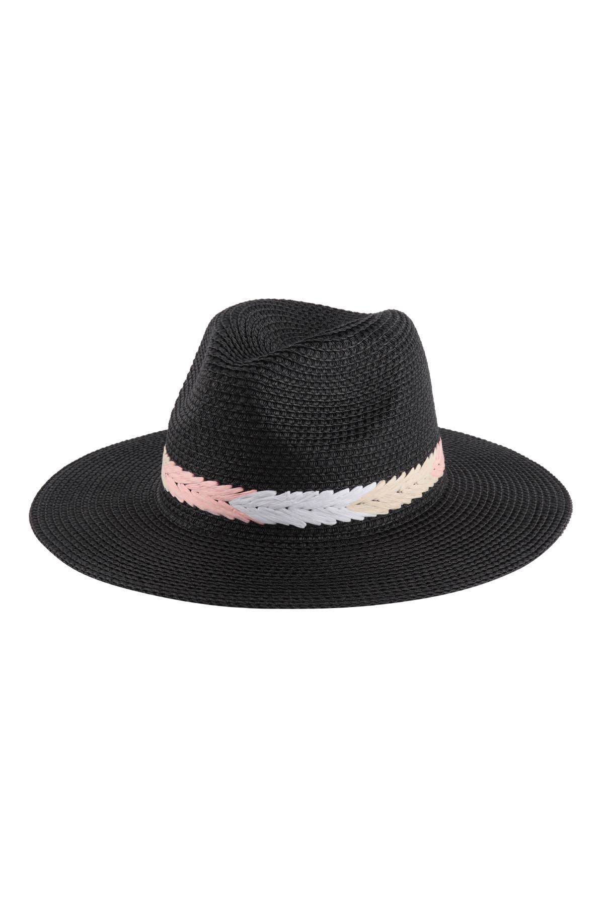 PANAMA BRIM SUMMER HAT WITH BRAIDED STRIPE ACCENT  *CLEARANCE ITEM - FINAL SALE*