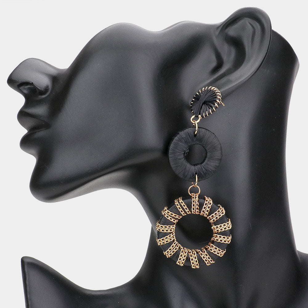 Drop Rounds - Black and Gold Earrings