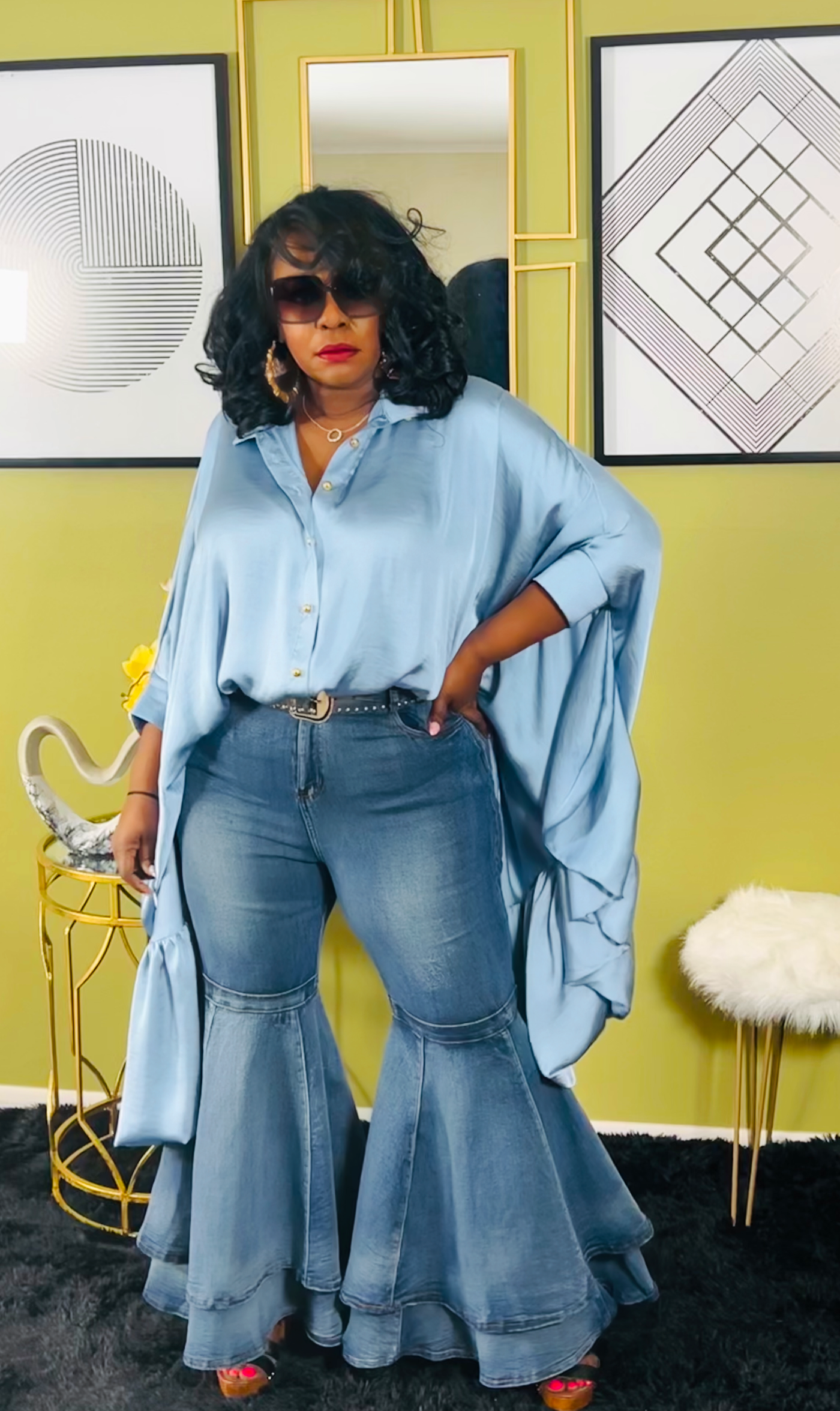 Baby Bell Layered Denim Pants - Regular & Curvy Sizes Available