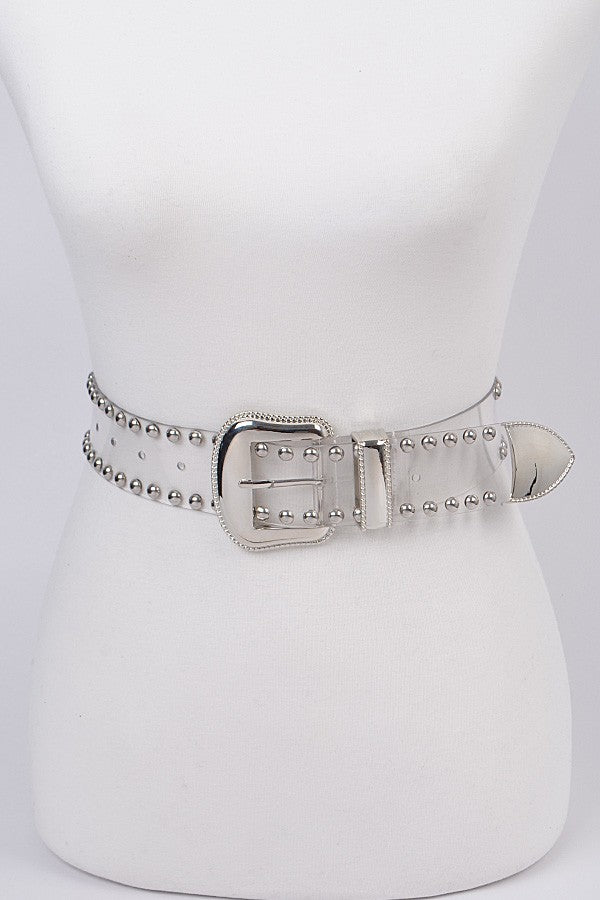 Studded See Through Belt  - Gold & Silver Available