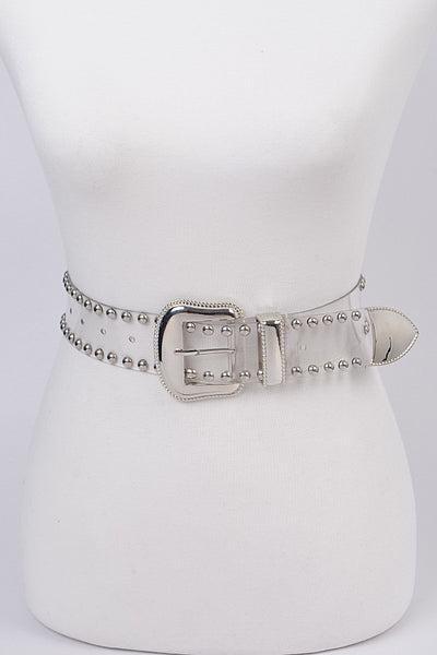 Studded See Through Belt  - Gold & Silver Available