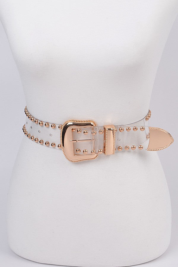 Studded See Through Belt  - Gold & Silver Available
