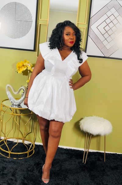 Bouncy Bubble Dress - White (Regular & Curvy)